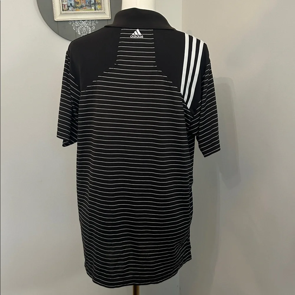 Adidas Clima Cool Golf Polo New Condition Shoulder Stripes Black and White
